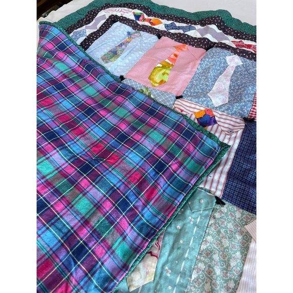 Vintage Quilt 38”x39” Bow Tie Shirt Pattern Cutter - Picture 11 of 11